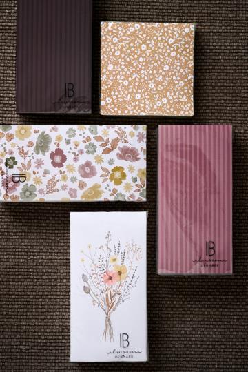 Ib Laursen Serviette 10x20 cm Ton in Ton mocca Streifen 16 Stck/Pck