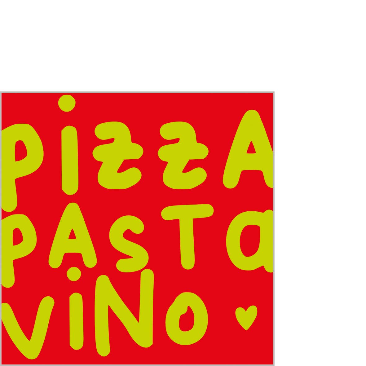 Pizza, Pasta, Vino Napkin 25X25