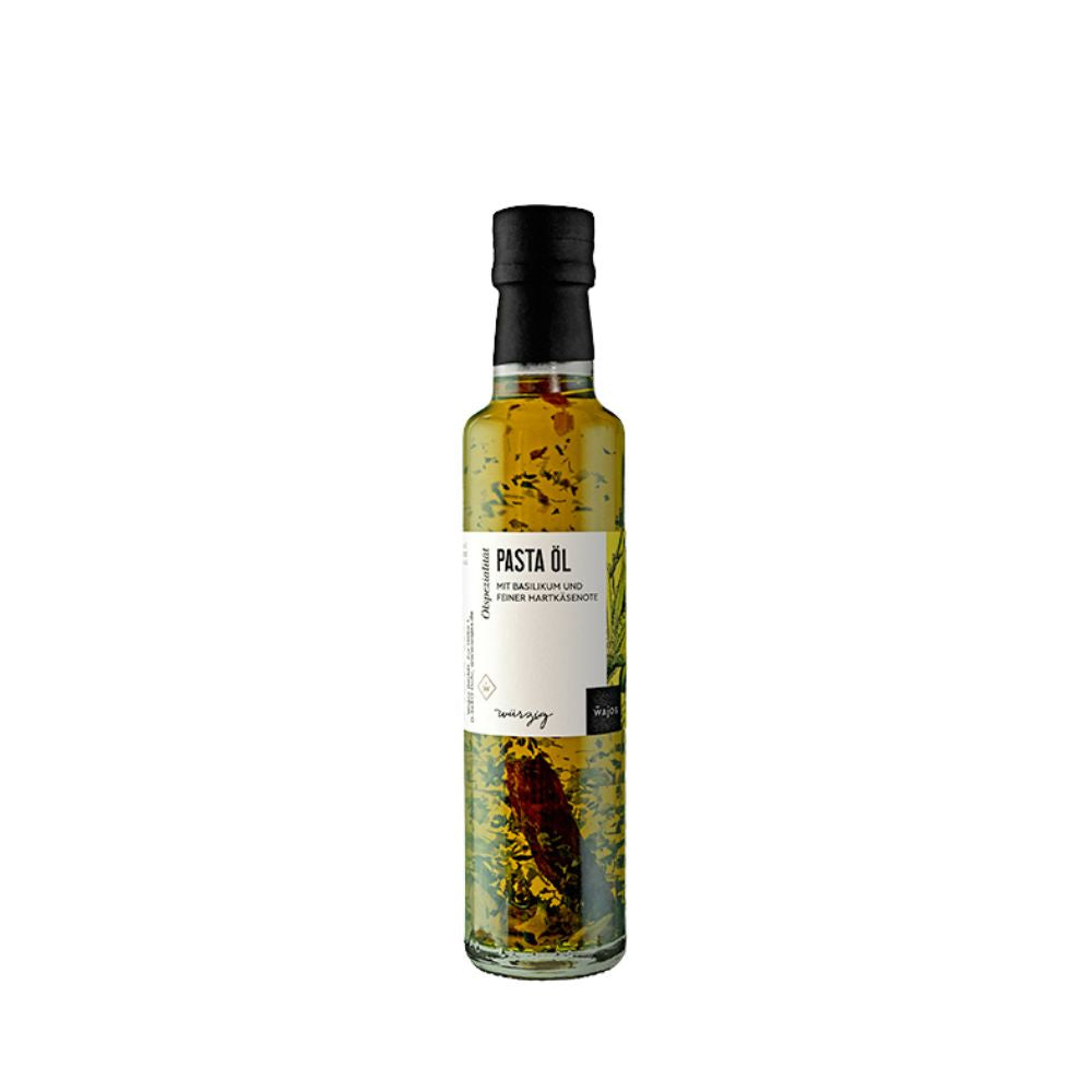 Wajos Pasta Öl mit Basilikum und feiner Hartkäsenote 250ml