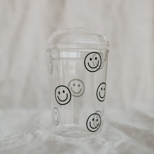 Eulenschnitt Trinkglas Smileys schwarz