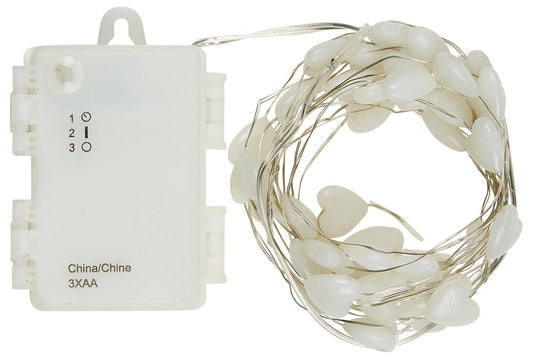 Lichterkette mit 40 Herzen outdoor mit Timer