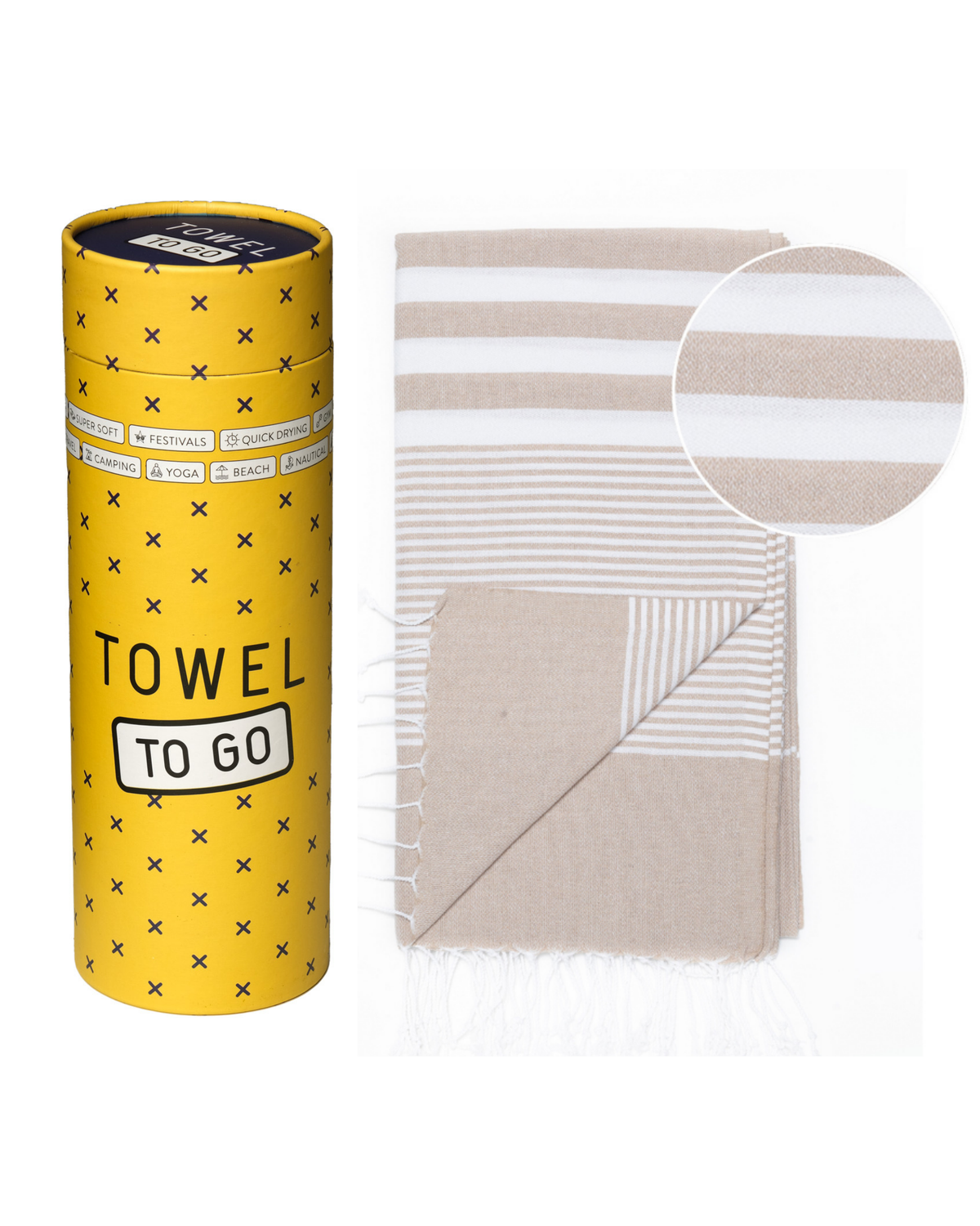 MALIBU Strandtuch, Hammamtuch mit Geschenkbox – Beige