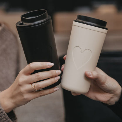 Eulenschnitt To Go Becher Herz Creme