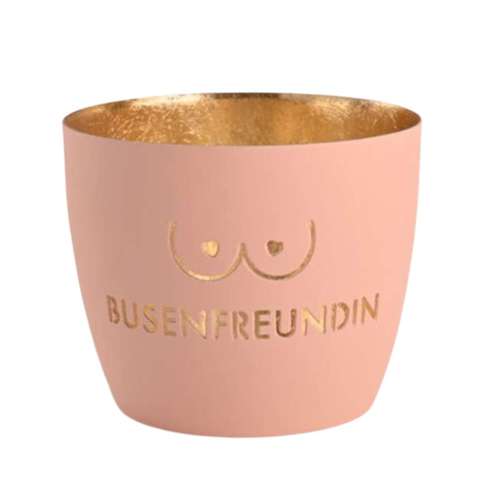 Gift Company Madras Windlicht, M, Busenfreundin, pastellrosa/gold