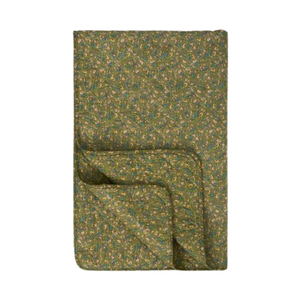 Ib Laursen Quilt grau m/grünen, blauen und rosa Blumen