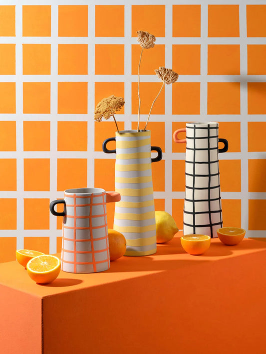 ASA Vase orange kariert