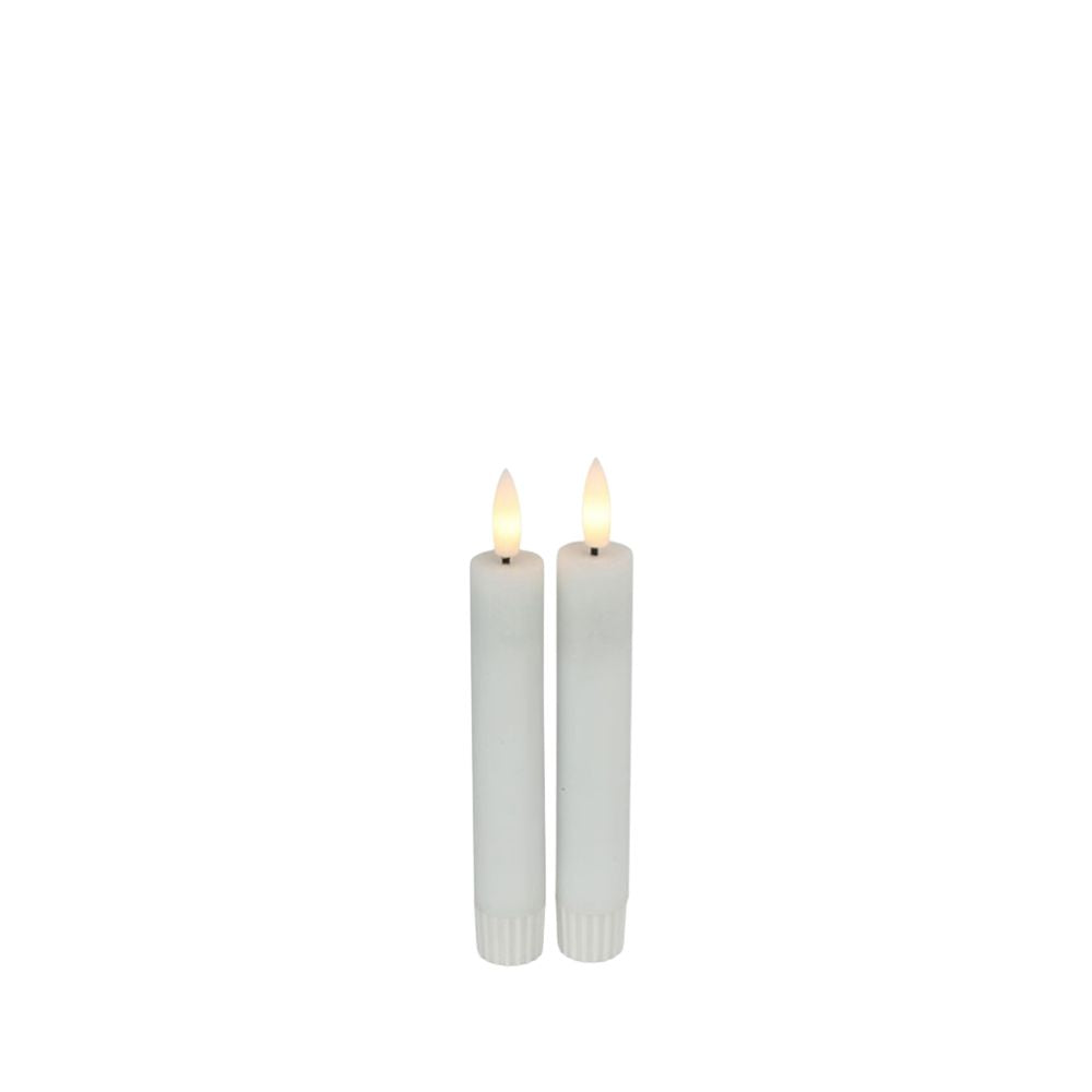 Tafelkerze Rustikal LED S 2St, weiß