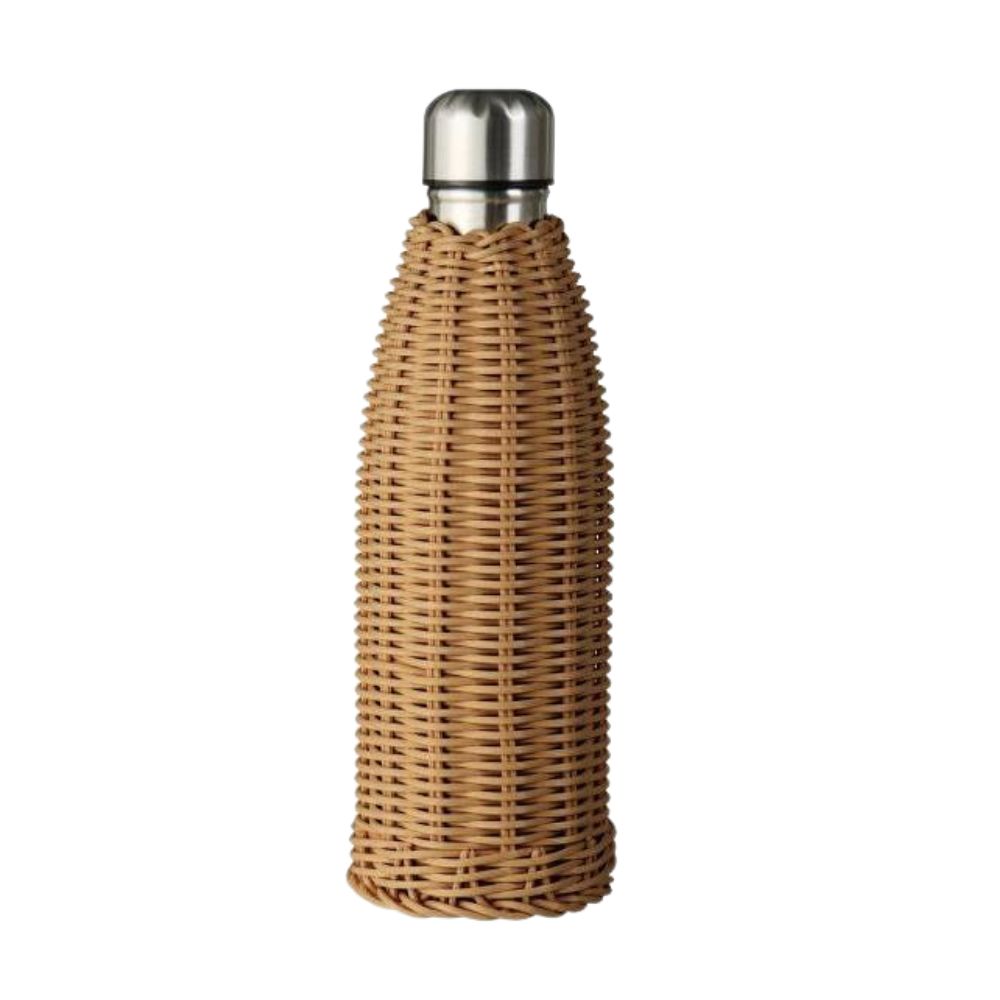Thermosflasche braun Polyrattan handgeflochten 500 ml