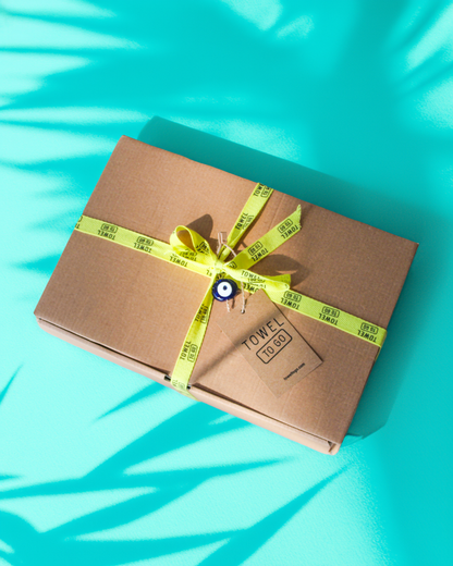 NEON XXL-Strandtuch mit Geschenkbox, 2x2 m, Grün/Blau