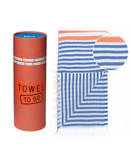 BALI Strandtuch, Hammam-Tuch in Geschenkbox, Royal / Orange