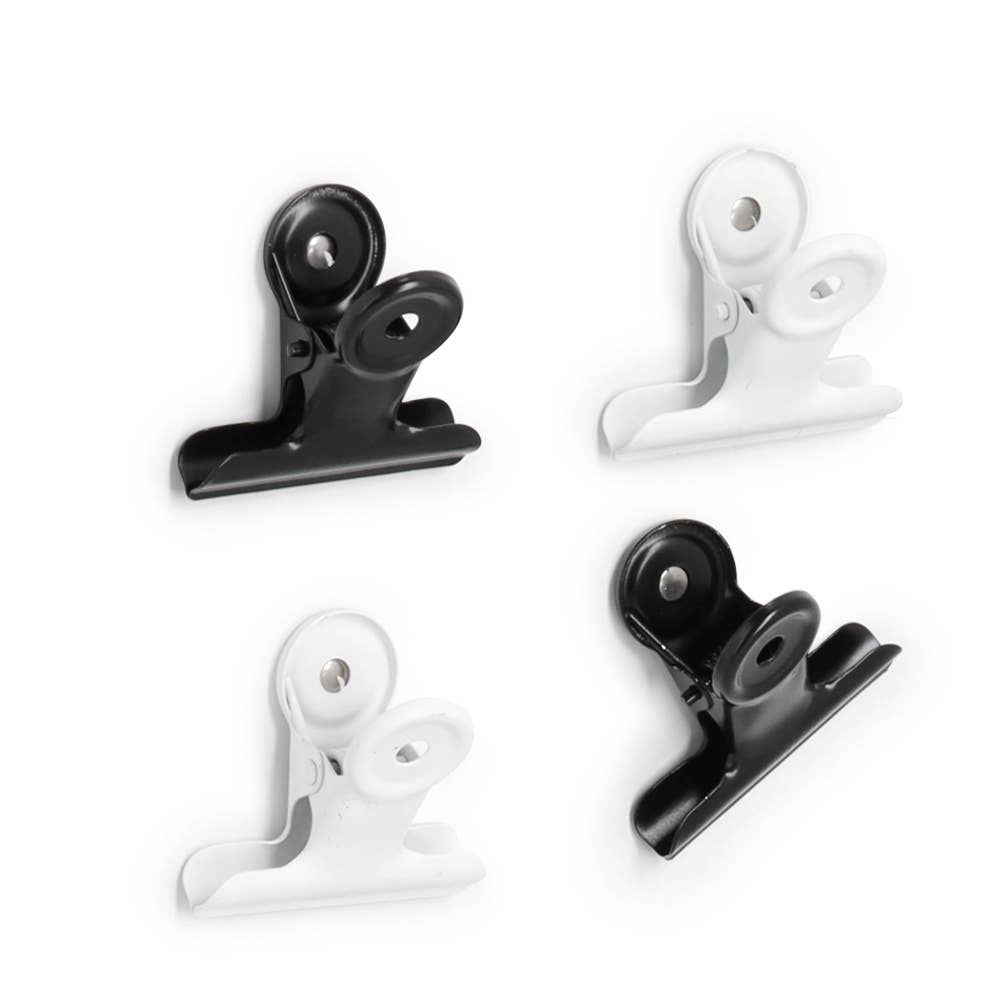 Magnet-Set "Clips", 4-Tlg., Metall, Schwarz/Weiß