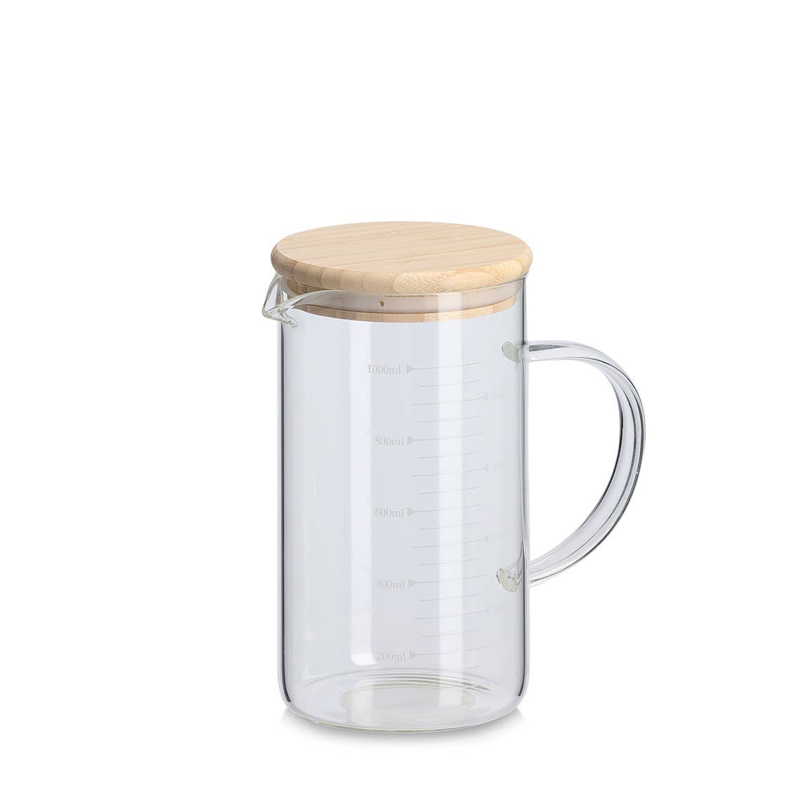 Messbecher mit Bambusdeckel, 1000 ml, Glas